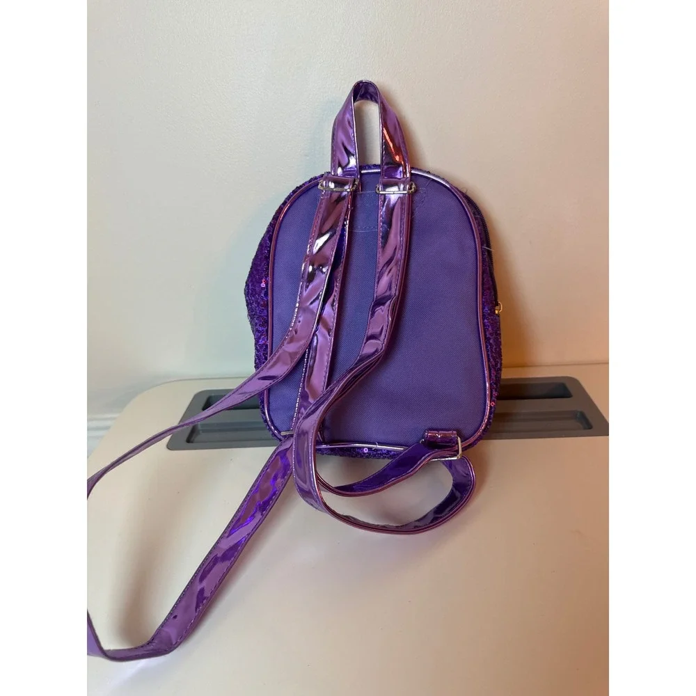 Disney Mini Backpack Girls Small Wish Asha Star Purple Sequin Metallic Bag